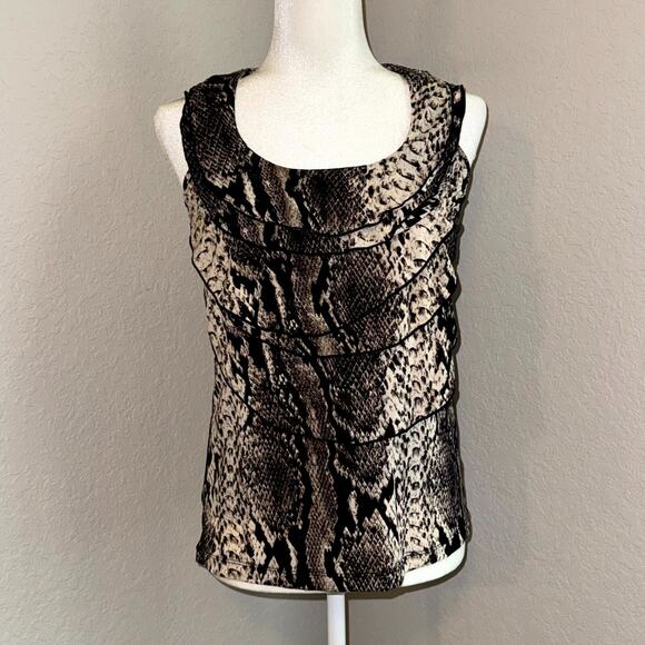 Worthington Halter Top Womens Small Brown Nylon Snake Print Sleeveless Y2K 2000s - Picture 1 of 8